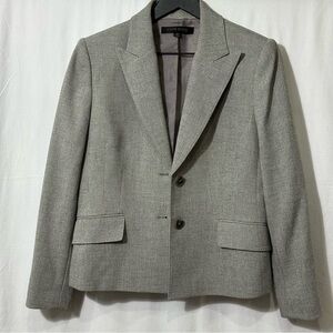 Anne Klein Suit Size 10P Lined Grey Blazer Long Sleeve Collared 2 Button Front